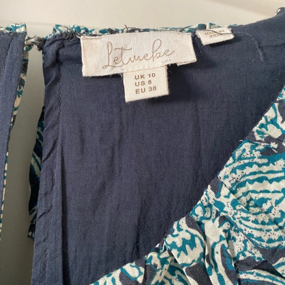 Anthropologie blue and white romper with fun sleeves - Picture 3 of 4